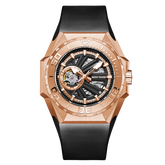 Rose Gold 43mm Japan NH36A Automatic Movement Waterproof Wristwatch - Reef Tiger RGA6903-S Skeleton Dive Watch